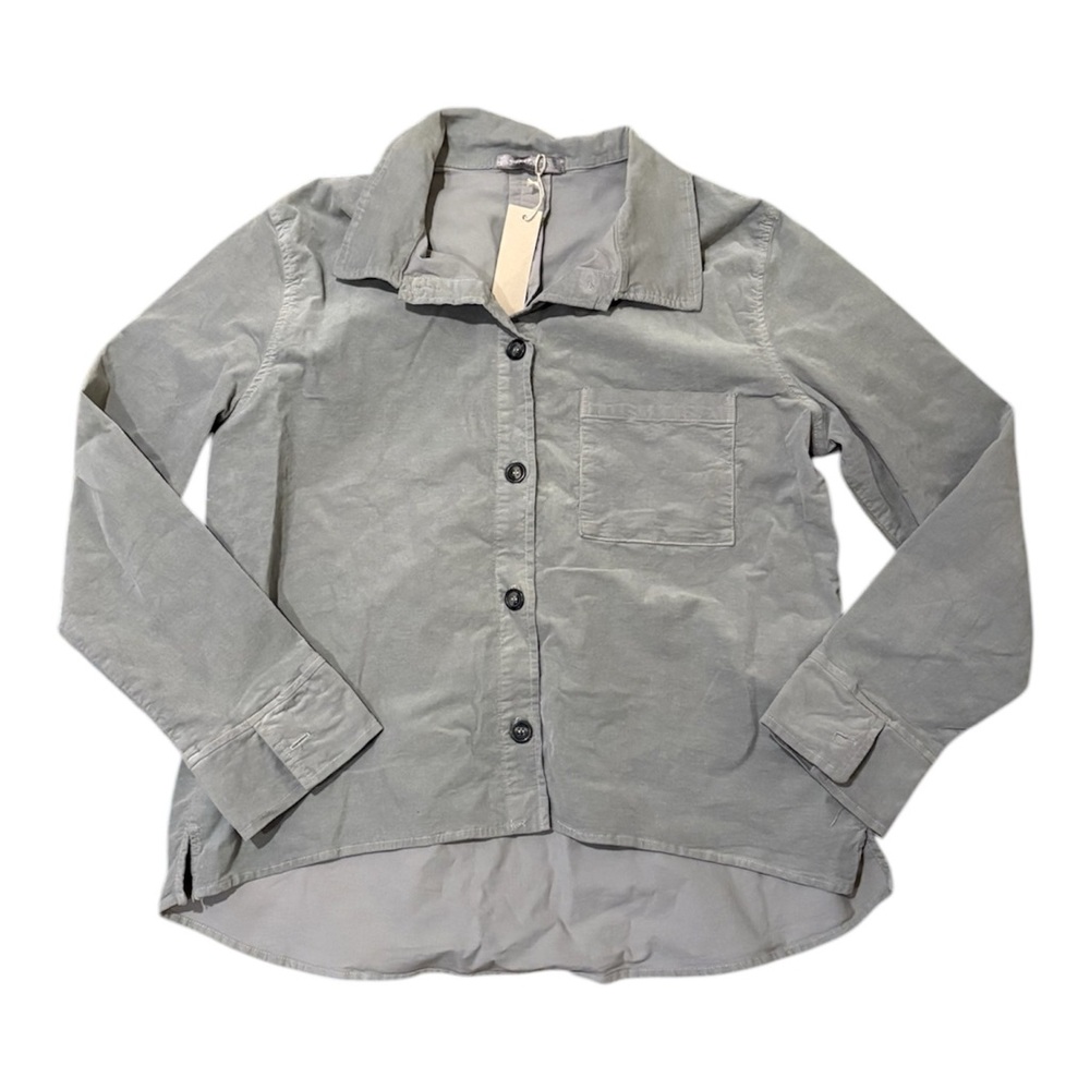 NWT Cut Loose Mini Cord Crop Jacket Corduroy Button Shirt Shacket Gray Size M